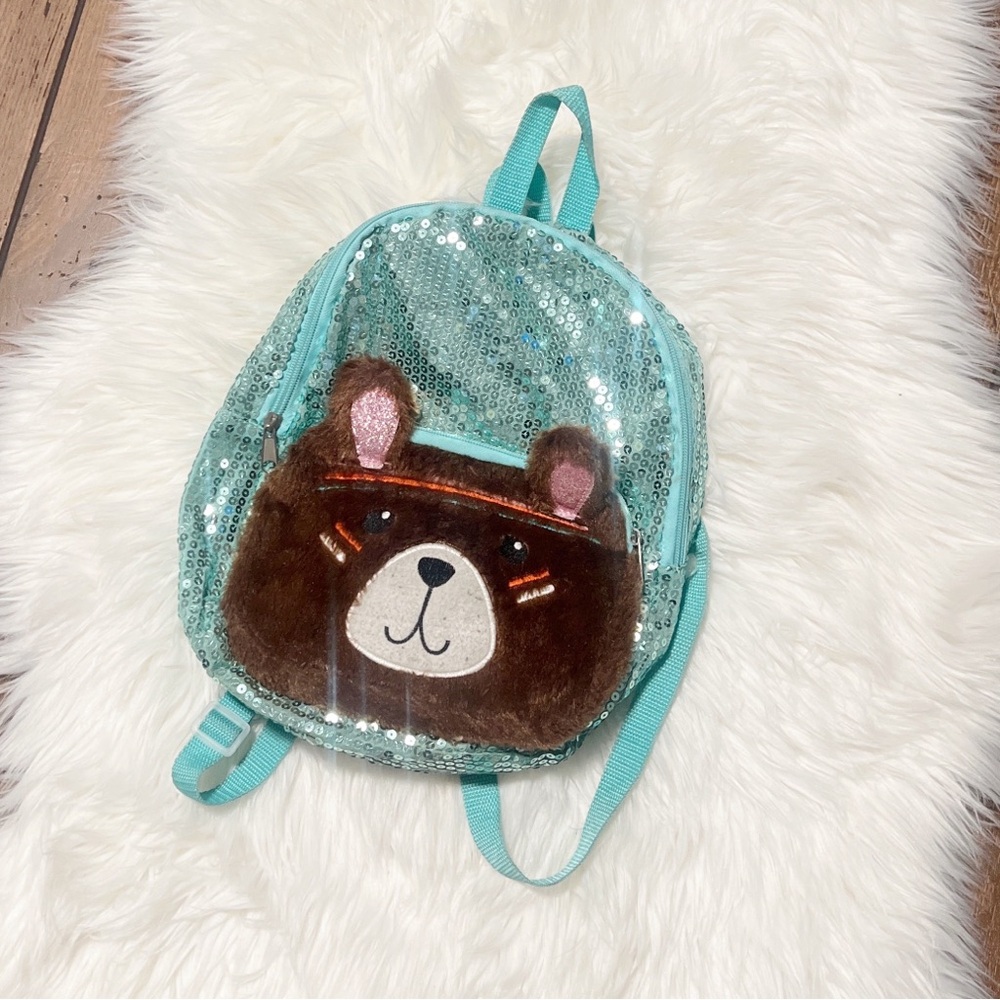 FREE with any purchase Sequin Bear Kids Backpack - Turquoise